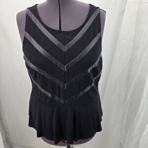 810-7 Lane Bryant Black Peplum Chevron Tank Top Size 14/16